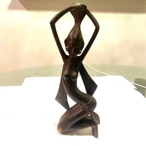 SOLD: Vintage 1970s Balinese Hand-Carved Wooden Female Figurine – Boho Mid